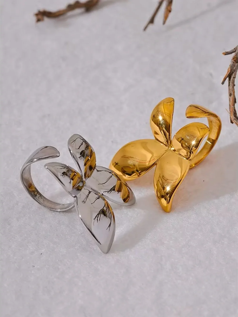 Anthropologie Polished Gold color Petal Ring